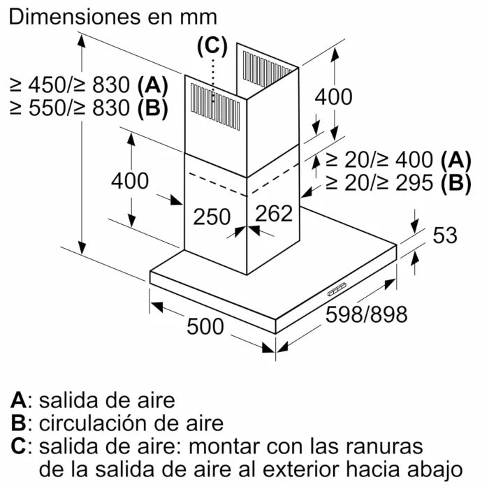 CAMPANA DECORATIVA RECTANGULAR BALAY 3BC095MX