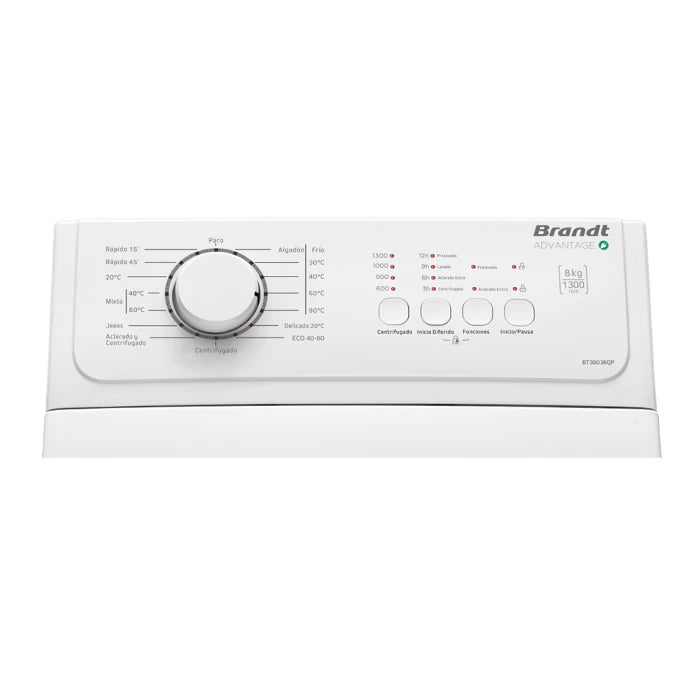 LAVADORA BRANDT C.S. BT38036QP | 8KG | 1300RPM
