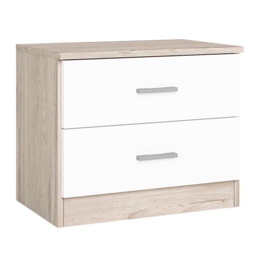 MESITA 2 CAJONES "COUPLE" - SAHARA / BLANCO MATE