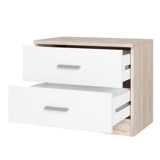 MESITA 2 CAJONES "COUPLE" - SAHARA / BLANCO MATE_1