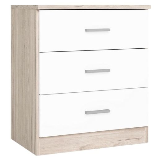 MESITA 3 CAJONES "COUPLE" - SAHARA / BLANCO MATE