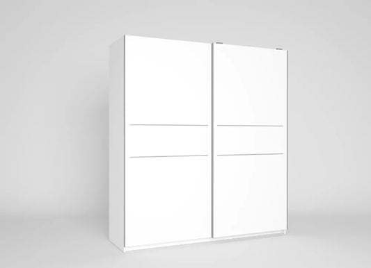 ARMARIO 2 PUERTAS CORREDERAS  + ESTANTERIAS + CAJONERA INTERIOR SIENA - BLANCO MATE