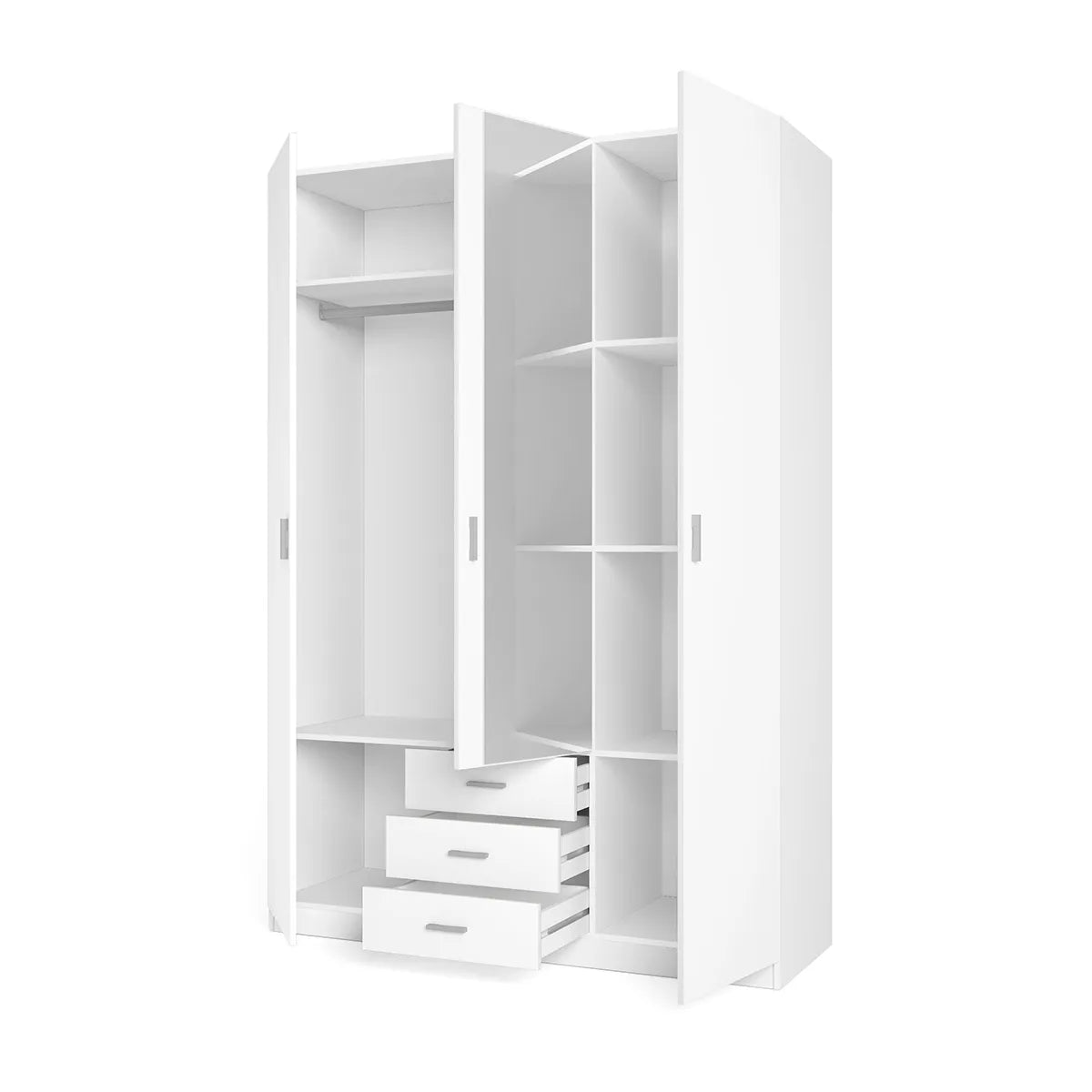 ARMARIO 3 PUERTAS + 3 CAJONES CON ESPEJO ROMA - BLANCO MATE_2