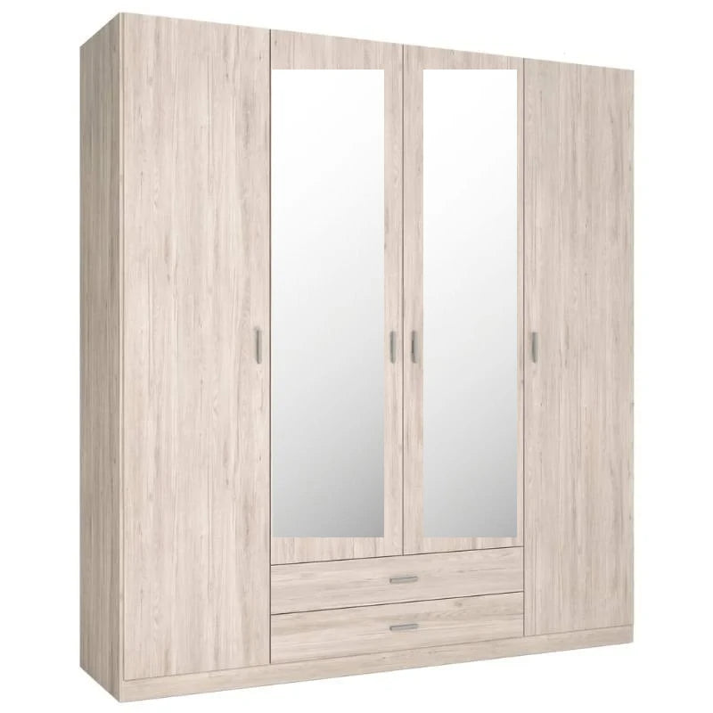 ARMARIO 4 PUERTAS + 2 CAJONES CON ESPEJOS ROMA - SAHARA