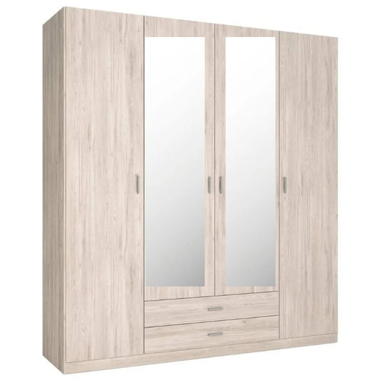 ARMARIO 4 PUERTAS + 2 CAJONES CON ESPEJOS ROMA - SAHARA