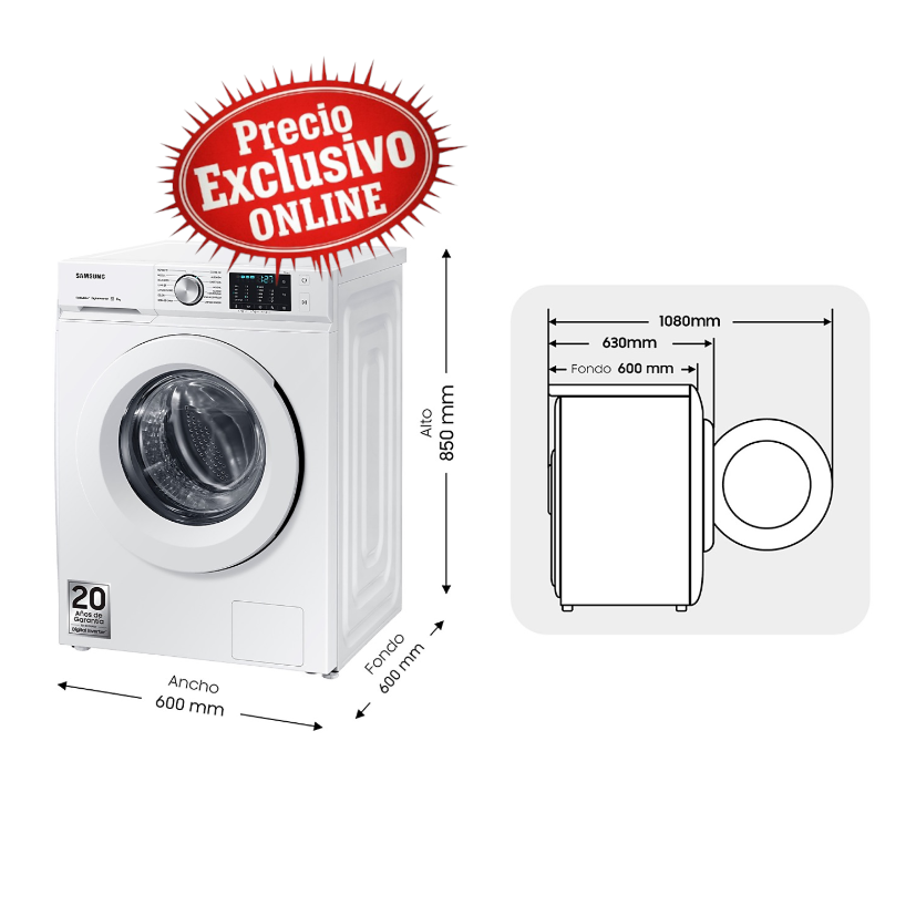 LAVADORA SAMSUNG WW11BBA046TWEC | 11KG | 1400RPM