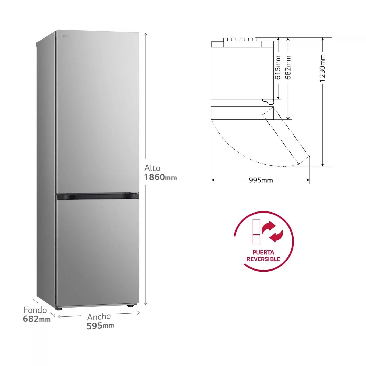 FRIGORÍFICO LG GBV3100DPY | 234L / 110L