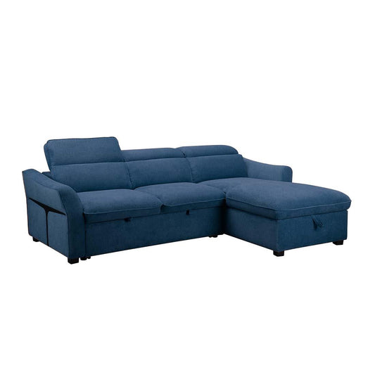 SOFÁ CAMA CHAISE LONGUE "CALÍOPE" | AZUL ACERO | DER - Muebles San Andres