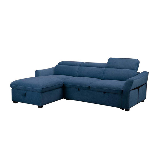 SOFÁ CAMA CHAISE LONGUE "CALÍOPE" | AZUL ACERO | IZQ - Muebles San Andres