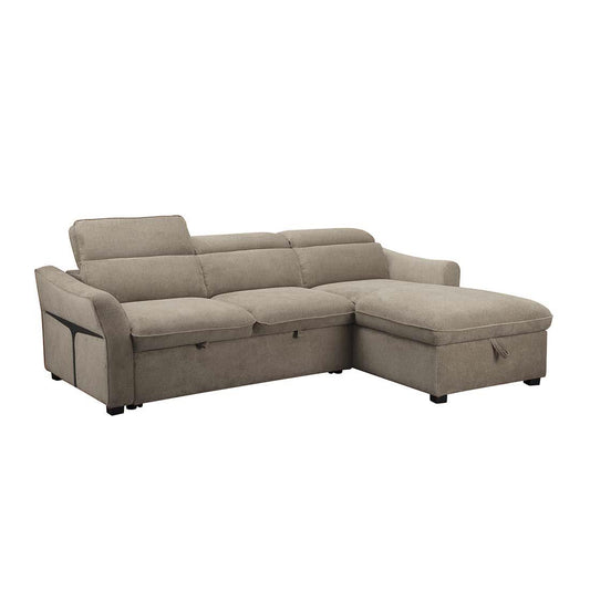 SOFÁ CAMA CHAISE LONGUE "CALÍOPE" | MARRÓN | DERECHO - Muebles San Andres