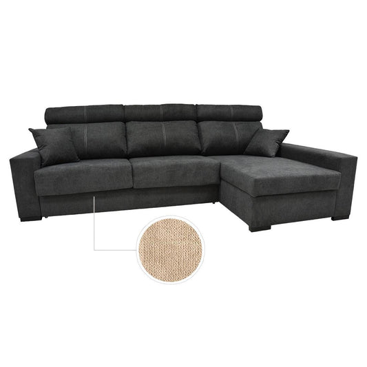 SOFÁ CAMA CHAISE LONGUE "FRAGATA" | BEIGE | DERECHO - Muebles San Andres