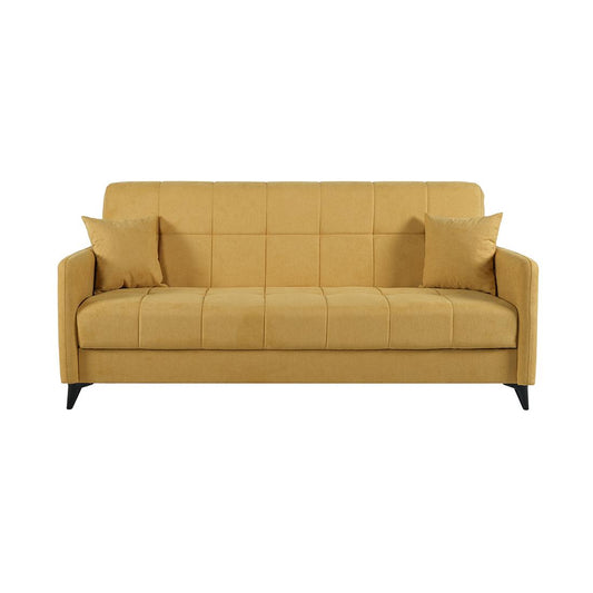 SOFÁ CAMA LIBRO "LUCA" | MOSTAZA - Muebles San Andres