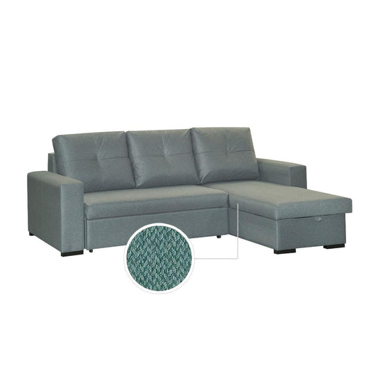 SOFÁ CAMA CHAISE LONGUE "AZORES" | TURQUESA | REVERSIBLE - Muebles San Andres