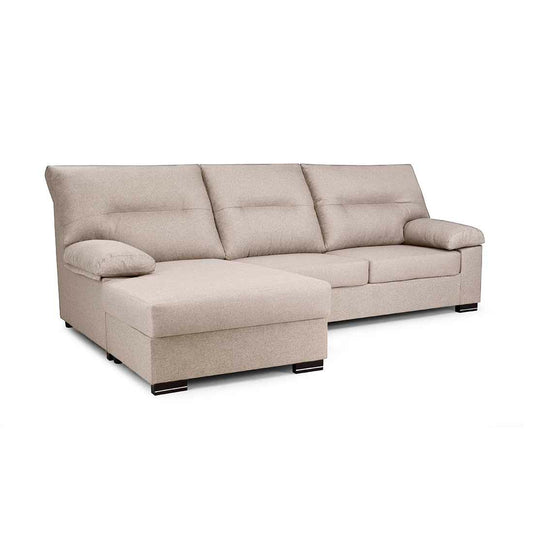SOFÁ CHAISE LONGUE REVERSIBLE "NINFA" | BEIGE CLARO | 247 CM - Muebles San Andres