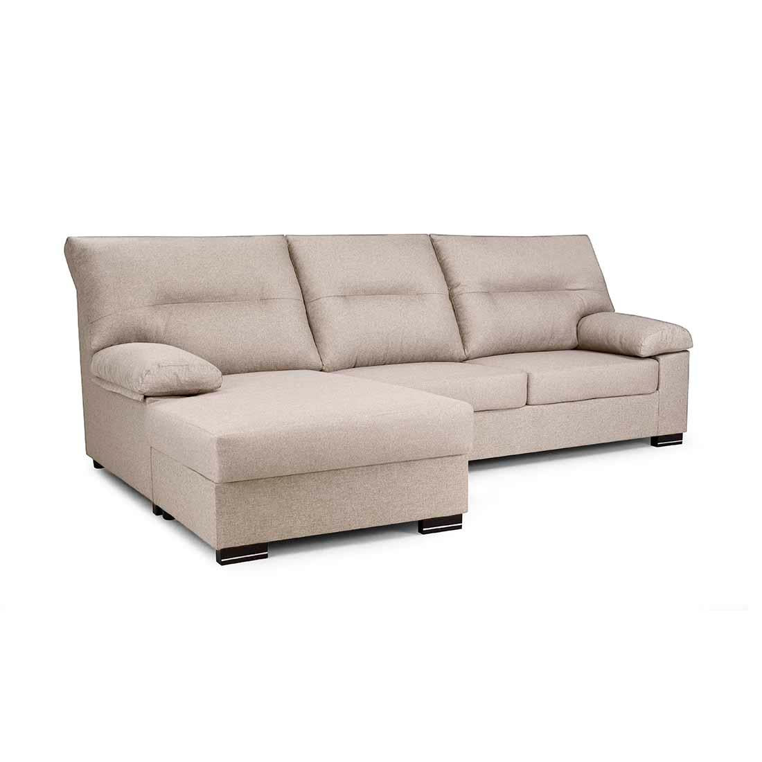 SOFÁ CHAISE LONGUE REVERSIBLE "NINFA" | BEIGE CLARO | 247 CM - Muebles San Andres