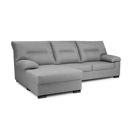 SOFÁ CHAISE LONGUE REVERSIBLE "NINFA" | GRIS CLARO | 247 CM - Muebles San Andres