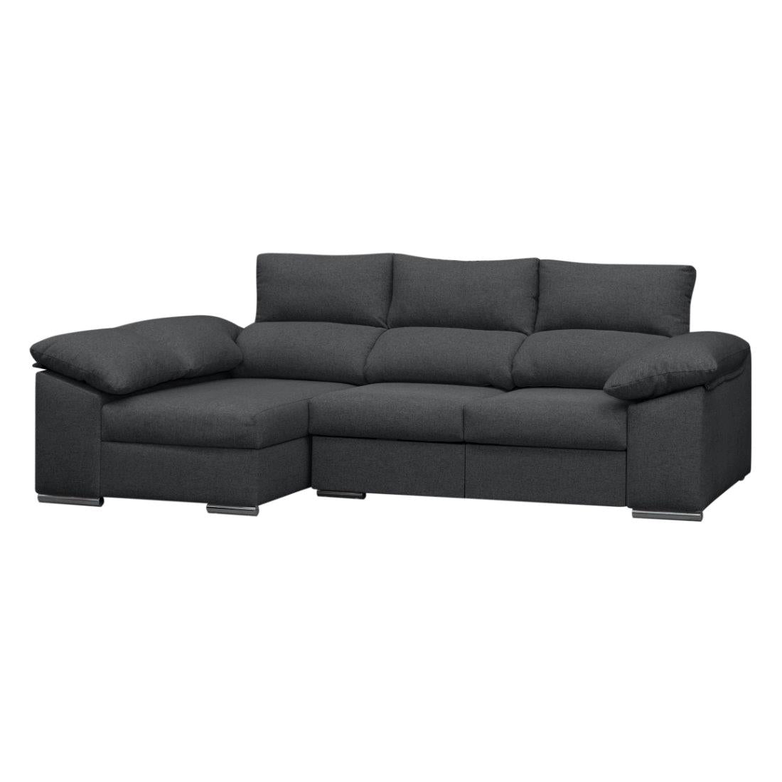 SOFÁ CHAISE LONGUE 3 PLAZAS "CIMA" | GRIS OSCURO | IZQ - Muebles San Andres
