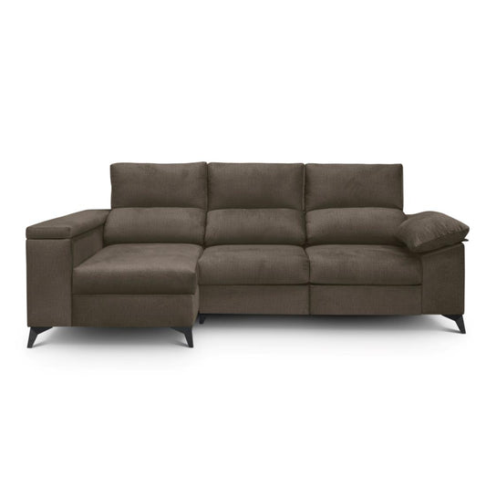SOFÁ CHAISE LONGUE "DANTE" | MARRÓN | IZQUIERDO - Muebles San Andres