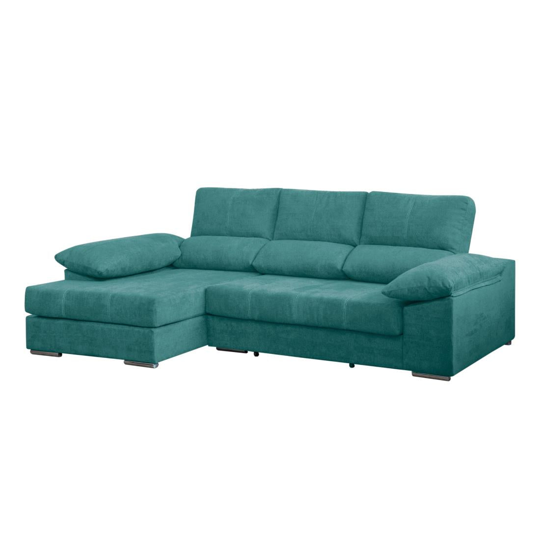 SOFÁ CAMA CHAISE LONGUE "SAMUEL" | TURQUESA | IZQUIERDO - Muebles San Andres