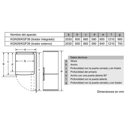 FRIGORÍFICO BOSCH KGN39XWDP | 279L / 89L