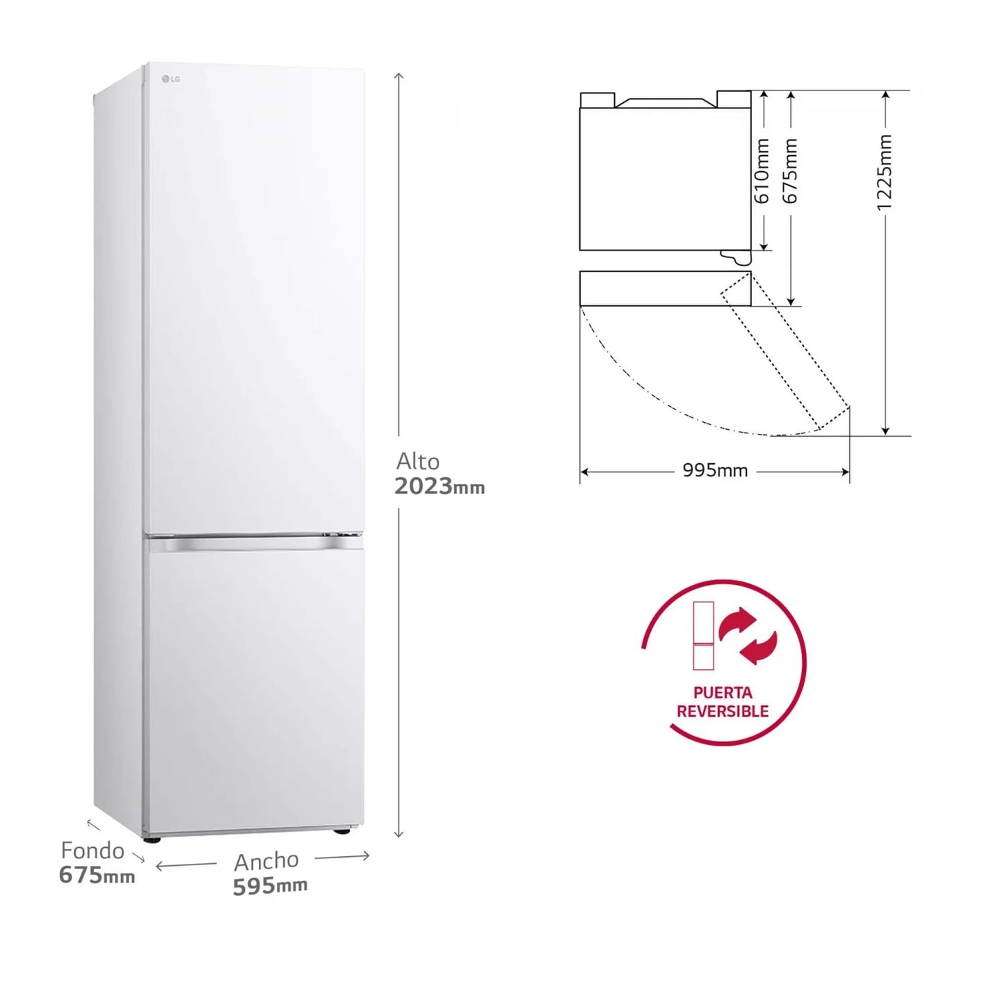 FRIGORÍFICO LG GBV3200CSW BLANCO | 233+44L / 110L