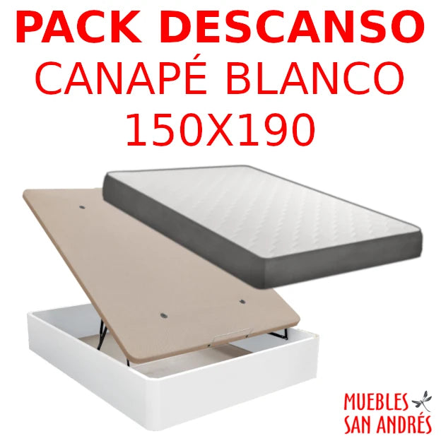 PACK DESCANSO CANAPÉ BLANCO 150x190