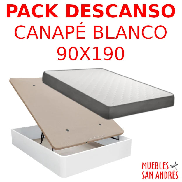 PACK DESCANSO CANAPÉ BLANCO 90x190 - Muebles San Andres