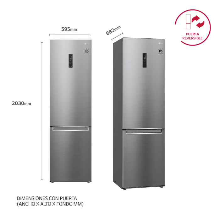 FRIGORÍFICO LG GBB62PZFGN INOX | 277L / 107L