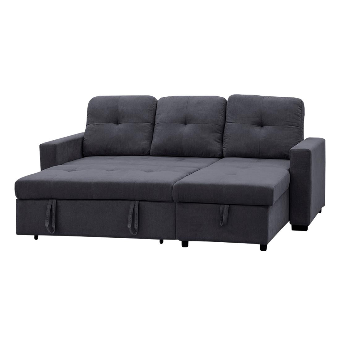 SOFÁ CAMA 2 PLAZAS CON CHAISELONGUE REVERSIBLE Y ARCÓN | GRIS