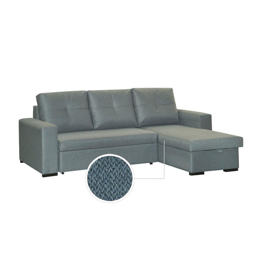 SOFÁ CAMA CHAISE LONGUE "AZORES" | AZUL | REVERSIBLE - Muebles San Andres
