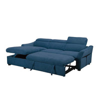 SOFÁ CAMA CHAISE LONGUE "CALÍOPE" | AZUL ACERO | IZQ - Muebles San Andres