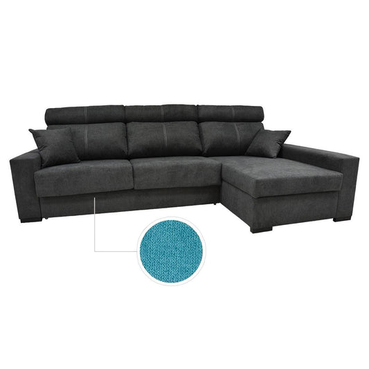 SOFÁ CAMA CHAISE LONGUE "FRAGATA" | TURQUESA | DERECHO - Muebles San Andres