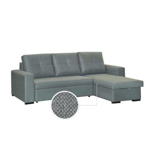 SOFÁ CAMA CHAISE LONGUE "AZORES" | GRIS CLARO | REVERSIBLE - Muebles San Andres