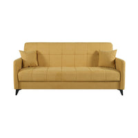 SOFÁ CAMA LIBRO "LUCA" | MOSTAZA - Muebles San Andres
