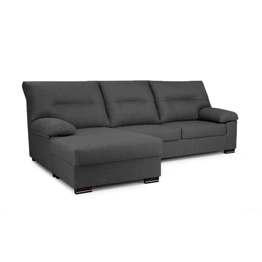 SOFÁ CHAISE LONGUE REVERSIBLE "NINFA" | GRIS OSCURO | 247 CM - Muebles San Andres