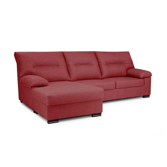 SOFÁ CHAISE LONGUE REVERSIBLE "NINFA" | ROJO | 247 CM - Muebles San Andres