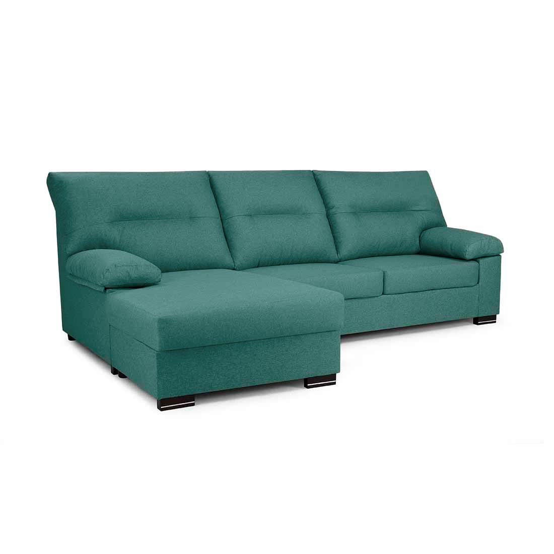 SOFÁ CHAISE LONGUE REVERSIBLE "NINFA" | TURQUESA | 247 CM - Muebles San Andres