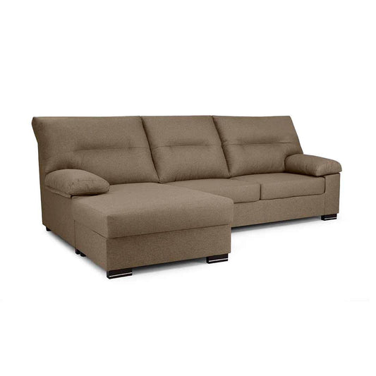 SOFÁ CHAISE LONGUE REVERSIBLE "NINFA" | VISÓN OSCURO | 247 CM - Muebles San Andres